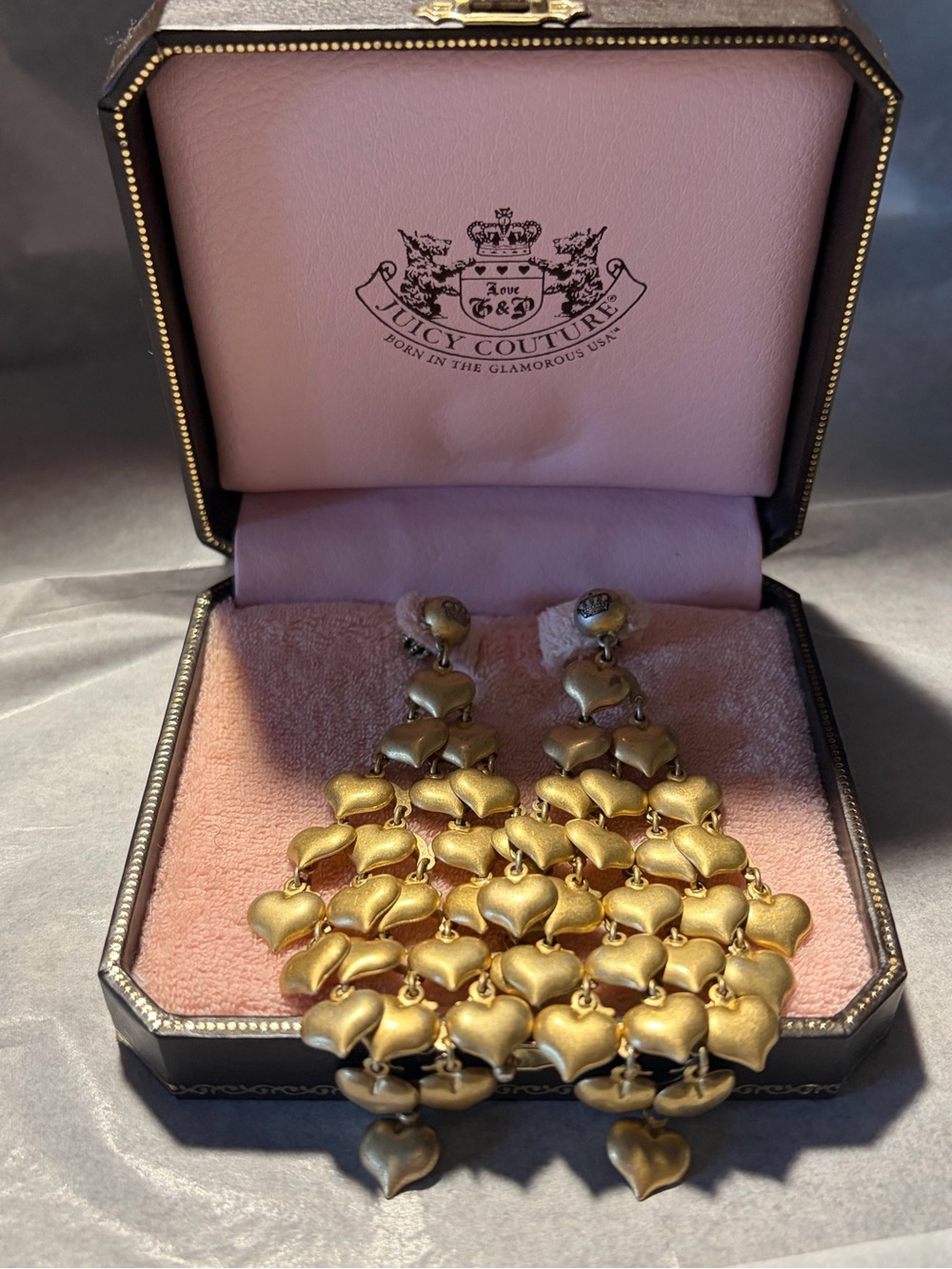 Juicy Couture Gold Multi-Heart Chandelier Earrings